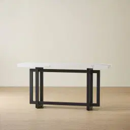 Grayson Matte Black Console Table with Statuario White Sintered Stone Top