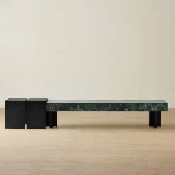 Grayson Matte Black Entertainment Unit with Matte Emerald Green Sintered Stone Top