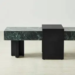 Grayson Matte Black Entertainment Unit with Matte Emerald Green Sintered Stone Top