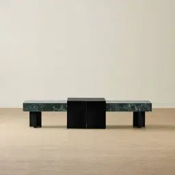 Grayson Matte Black Entertainment Unit with Matte Emerald Green Sintered Stone Top