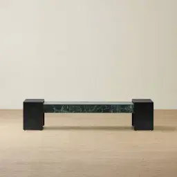 Grayson Matte Black Entertainment Unit with Matte Emerald Green Sintered Stone Top