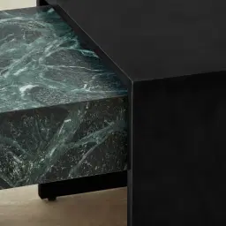 Grayson Matte Black Entertainment Unit with Matte Emerald Green Sintered Stone Top