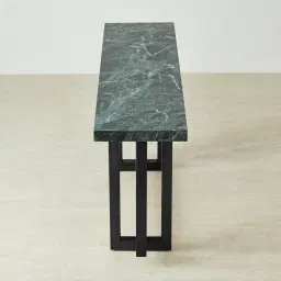 Grayson Matte Black Console Table with Matte Emerald Green Sintered Stone Top