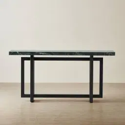 Grayson Matte Black Console Table with Matte Emerald Green Sintered Stone Top