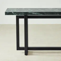 Grayson Matte Black Console Table with Matte Emerald Green Sintered Stone Top