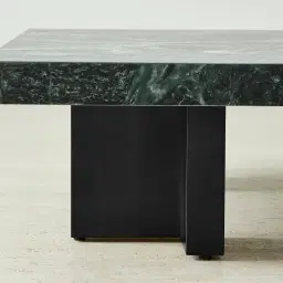 Grayson Matte Black 26cm Low Coffee Table with Matte Emerald Green Sintered Stone Top