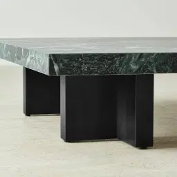 Grayson Matte Black 26cm Low Coffee Table with Matte Emerald Green Sintered Stone Top