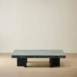 Grayson Matte Black 26cm Low Coffee Table with Matte Emerald Green Sintered Stone Top