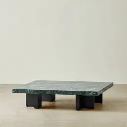 Grayson Matte Black 26cm Low Coffee Table with Matte Emerald Green Sintered Stone Top