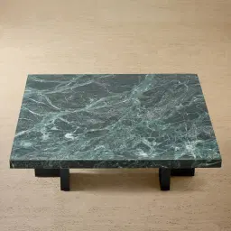 Grayson Matte Black 26cm Low Coffee Table with Matte Emerald Green Sintered Stone Top
