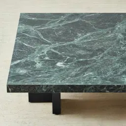 Grayson Matte Black 26cm Low Coffee Table with Matte Emerald Green Sintered Stone Top