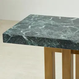 Grayson Brushed Bronze Console Table with Matte Emerald Green Sintered Stone Top