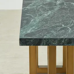 Grayson Brushed Bronze Console Table with Matte Emerald Green Sintered Stone Top