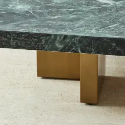 Grayson Brushed Bronze 26cm Low Coffee Table with Matte Emerald Green Sintered Stone Top
