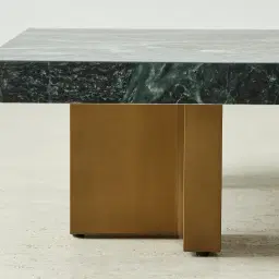 Grayson Brushed Bronze 26cm Low Coffee Table with Matte Emerald Green Sintered Stone Top