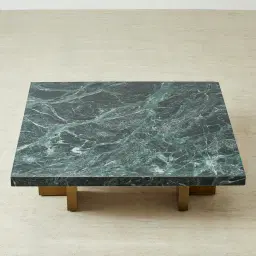 Grayson Brushed Bronze 26cm Low Coffee Table with Matte Emerald Green Sintered Stone Top