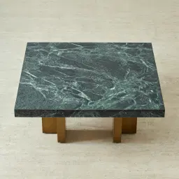Grayson Brushed Bronze 33cm High Coffee Table with Matte Emerald Green Sintered Stone Top
