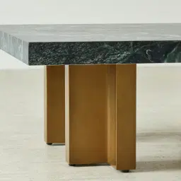 Grayson Brushed Bronze 33cm High Coffee Table with Matte Emerald Green Sintered Stone Top