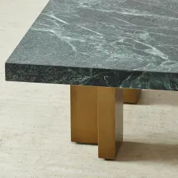 Grayson Brushed Bronze 33cm High Coffee Table with Matte Emerald Green Sintered Stone Top