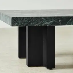 Grayson Matte Black 33cm High Coffee Table with Matte Emerald Green Sintered Stone Top