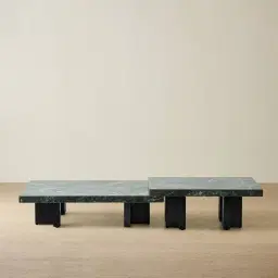 Grayson Matte Black 33cm High Coffee Table with Matte Emerald Green Sintered Stone Top