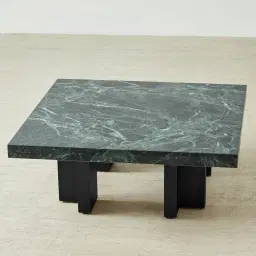 Grayson Matte Black 33cm High Coffee Table with Matte Emerald Green Sintered Stone Top