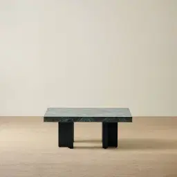 Grayson Matte Black 33cm High Coffee Table with Matte Emerald Green Sintered Stone Top