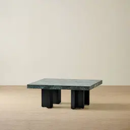 Grayson Matte Black 33cm High Coffee Table with Matte Emerald Green Sintered Stone Top