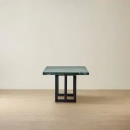 Grayson Matte Black Rectangular Dining Table with Glossy Emerald Green Sintered Stone Top - 240x105cm
