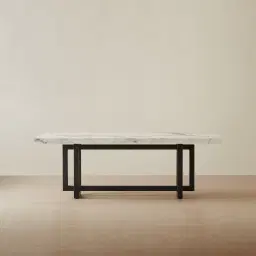 Grayson Black Dining Table with Statuario White Sintered Stone Top - 200x118cm