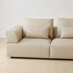 Riviera Almond Cream 2 Pieces Modular Leather Sofa