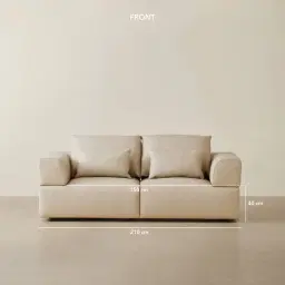 Riviera Almond Cream 2 Pieces Modular Leather Sofa