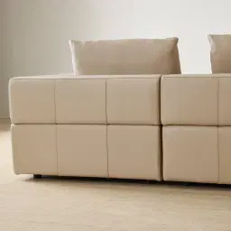 Riviera Almond Cream 2 Pieces Modular Leather Sofa