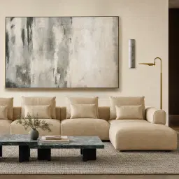 Riviera Almond Cream 2 Pieces Modular Leather Sofa