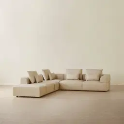Riviera Almond Cream Leather Modular Sofa
