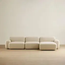 Capri Pearl Beige 3 Pieces Modular Right Chaise Sofa