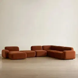 Capri Copper Brown Velveteen Modular Corner Sofa - Left Chaise