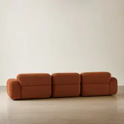 Capri Copper Brown Velveteen 3 Pieces Modular Right Chaise Sofa