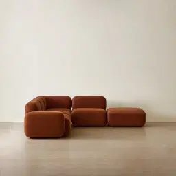 Capri Copper Brown Velveteen 5 Pieces Sofa