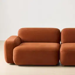 Capri Copper Brown Velveteen 4 Pieces Sofa with Ottoman