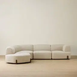 Calma Pearl Beige Fabric 4 Pieces Modular Corner Sofa with Right Arm and Left Cuddler
