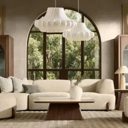Calma Pearl Beige Fabric 4 Pieces Modular Corner Sofa with Right Arm and Left Cuddler