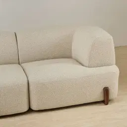 Calma Pearl Beige Fabric 4 Pieces Modular Corner Sofa with Right Arm and Left Cuddler