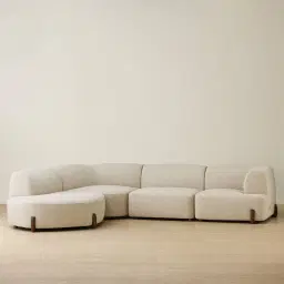 Calma Pearl Beige Fabric 4 Pieces Modular Corner Sofa with Right Arm and Left Cuddler