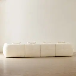Amity Stone Cream Woven Fabric 4 Pieces Modular Sofa with Right Chaise