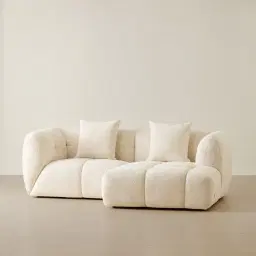 Amity Stone Cream Woven Fabric 2 Pieces Modular Sofa with Left Arm and Right Chaise