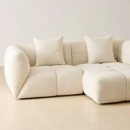 Amity Stone Cream Woven Fabric 2 Pieces Modular Sofa with Left Arm and Right Chaise