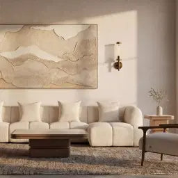 Amity Stone Cream Woven Fabric 3 Pieces Modular Sofa with Left Arm and Right Chaise