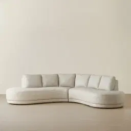 Felicia Cream Leather Curved Corner Sofa