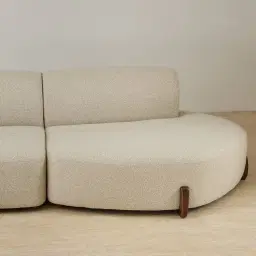 Calma Pearl Beige Fabric 4 Pieces Modular Corner Sofa with Left Cuddler and Right Cuddler